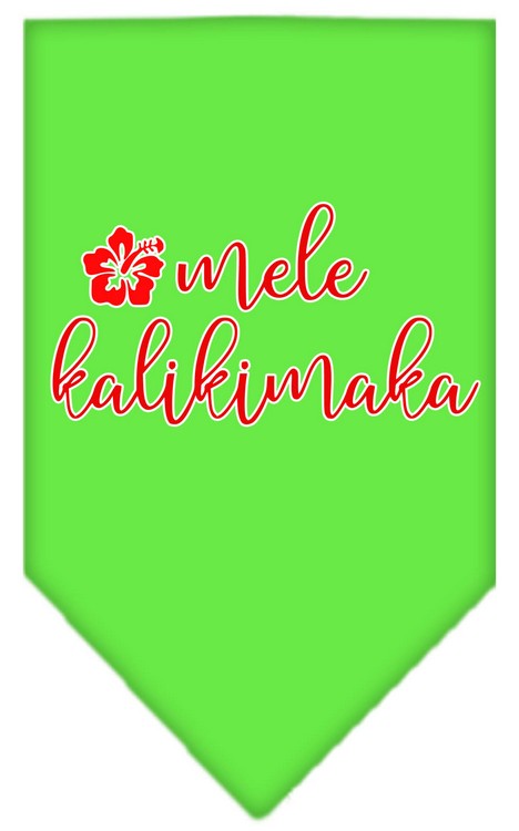 Mele Kalikimaka Screen Print Bandana Lime Green Large